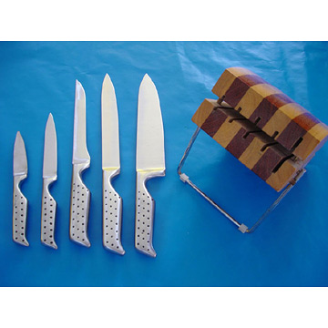5pc Knife Sets with Wooden Block