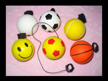 PU Foam Toy Football, Soccer Ball and Golf Ball with Elastic Cords