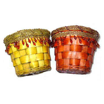 Bamboo Basket with Beads