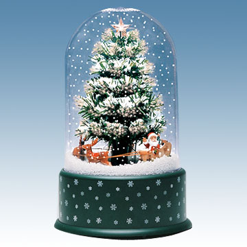 36cm Musical Snowing Optic Fiber Tree with Revolving Deers