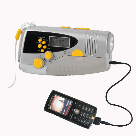 Dynamo LCD Display Flashlight With FM/RM Radio and Mobile Charger