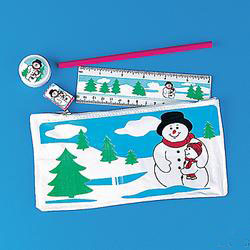 Plastic Snowman School Set