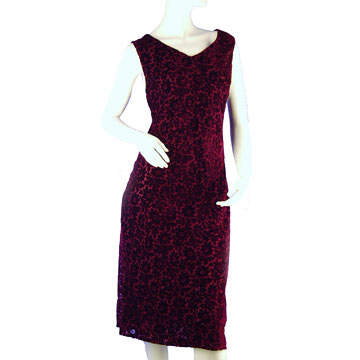 Rayon Nylon Burn-Out Velvet Dress