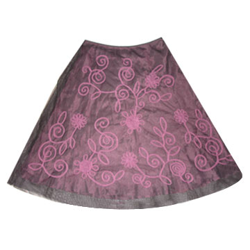 Mesh Skirt With Embroidery