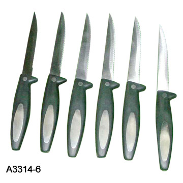 6 Piece Steak Knife Set with Plastic Handles