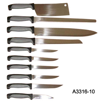 10 Piece Rubber Handle Kitchen Knife Sets