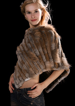 Rabbit fur knitted cape