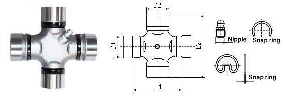 Universal joint with 2 Grooved and 2 Plain Round Bearings