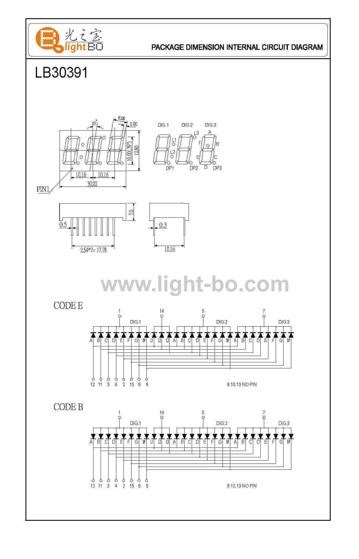 Triple Digit 7 Segment Led Displays Package Dimensionscircuit Diagrampin Out Package 8914