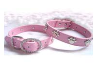 Leather Rhinestone Pet Collar