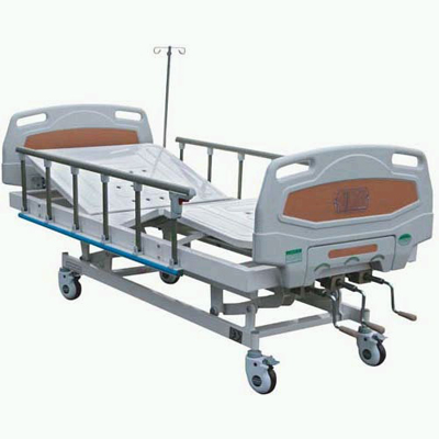 Manual 3-rocker Nursing Bed with ABS Bed Head, Aluminum Alloy Guardrail and Truckles