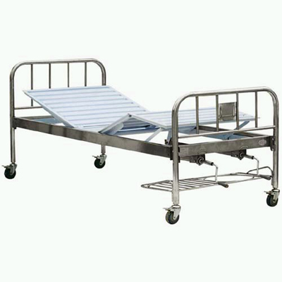 Wheeled Double-rocker Bed with Stainless Steel Bed Head and Bed Frame