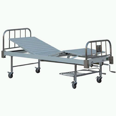 Wheeled Double-rocker Bed with Stainless Steel Removable Bed Head