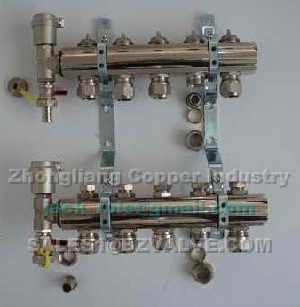 water manifold for under floor heating without solenoid valve