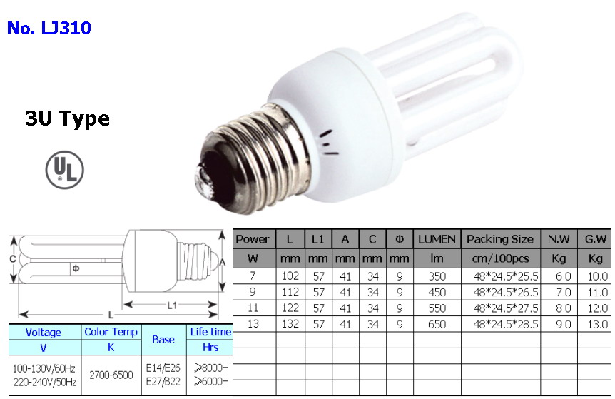 energy saving lamp 3u type