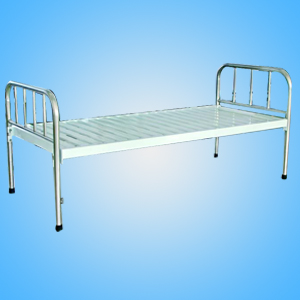 Flat bed with stainless steel bedside