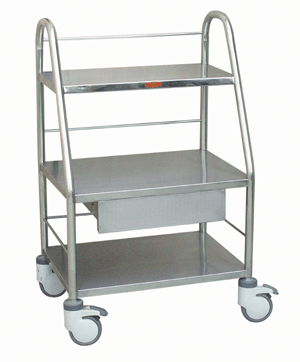 Stainless steel trolley for medical instruments