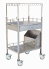 Stainless steel transfusion trolley with trough