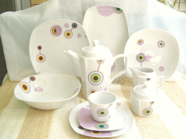 47pcs square porcelain dinner set