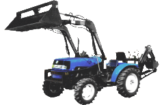 tractor with front loader and backhoe