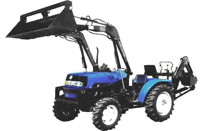 tractor with front loader and backhoe