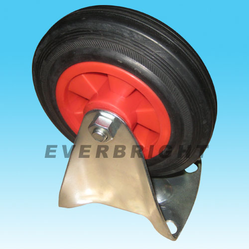 Rubber Wheel with Plastic Core Fixed Caster