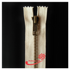 Brass zipper with cotton tape