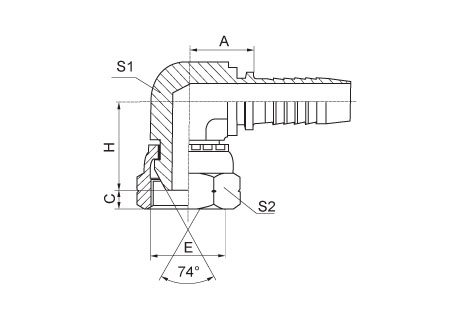 90°JIC Compact Female 74°Cone Seat SAE J514