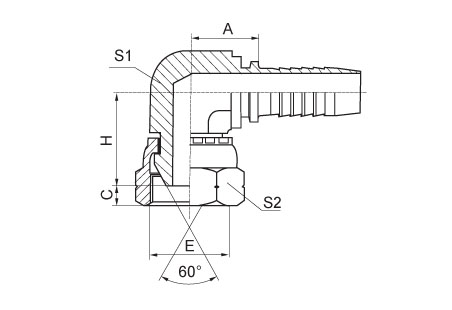 BSP Female 60°Cone Double Hexagon