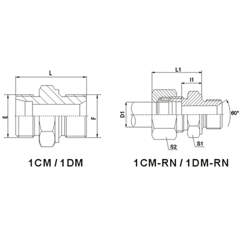 Metric Male 60°Seat Sealing OR Bonded Seal Stud End