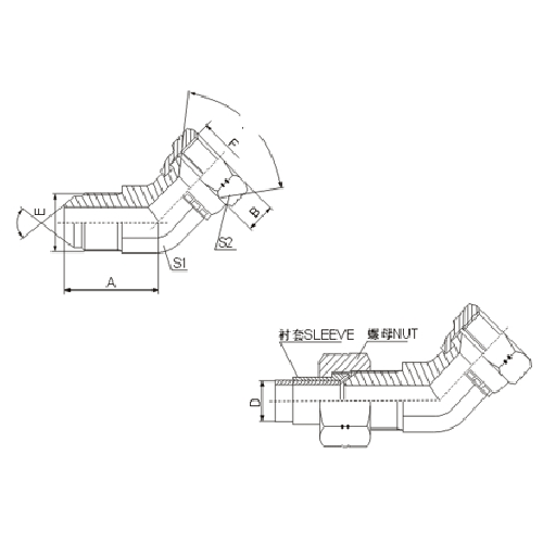 45°Elbow JIC Male 74°COne