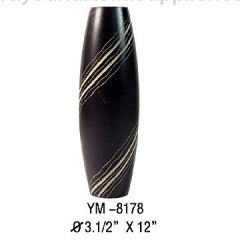 Wooden Vase with Hand-Carved Design