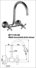 Wall mounted sink mixer