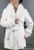 White Fox Collar Rex Rabbit  Fur Coat