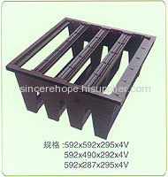 Plastic frame for rigid pocket filters