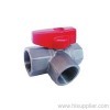 3/4'' Brass Three-way Ball Valve red aluminum handl Ni Plating 2.0Mpa