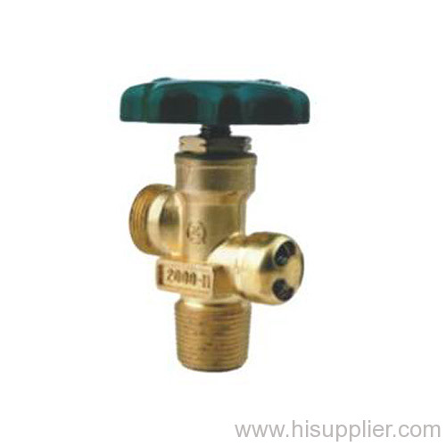 Brass LPG cylinder valve With Safety relief valve setting:opened:2.48Mpa Closed:19.-2Mpa