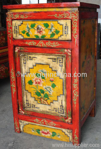 Antique Tibetan painted small cabient