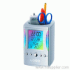 Colorful calendar penholder, seven color change clock penholder