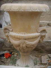 Hand carved garden flowerpot