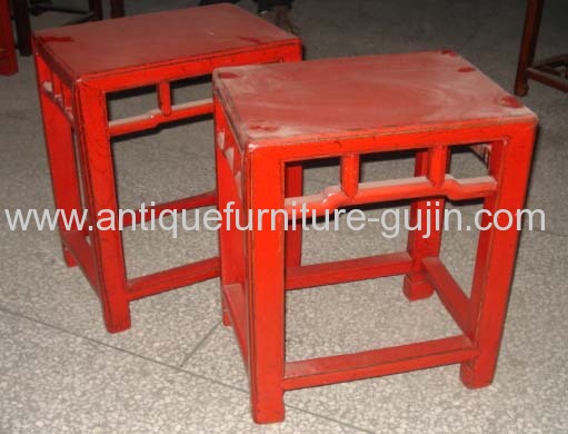 antique red stool