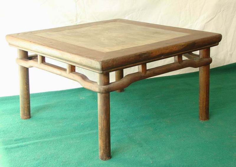 chinese antique furniture - square table w/ stone top