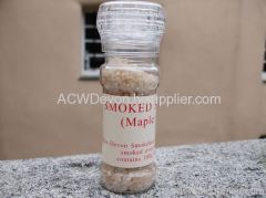 Maple wood smoked salt in grinder