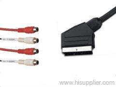 Scart  to 4 RCA socket Cable