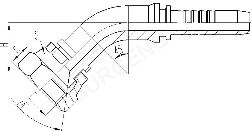 45° Metric Female 74°Cone Seat Seal