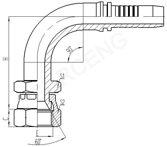 90°JIS Metric Female 60° Cone Seat Seal