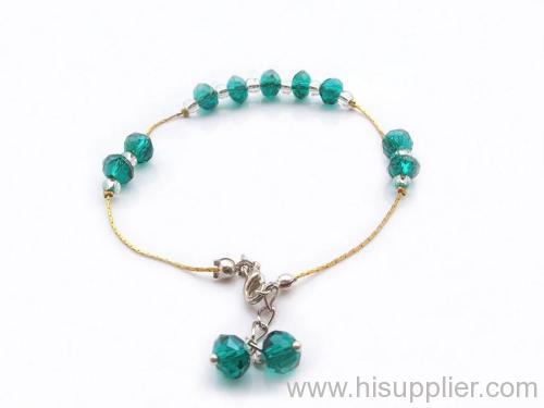 bottle-green crystal anklet