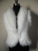 Ladies' Knitted Rabbit Fur Jacket with blue fox fur collar