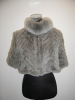 Ladies' Knitted Rabbit Fur Jacket with blue fox fur trims