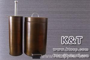 Stainless steel copper-plated trash bins set